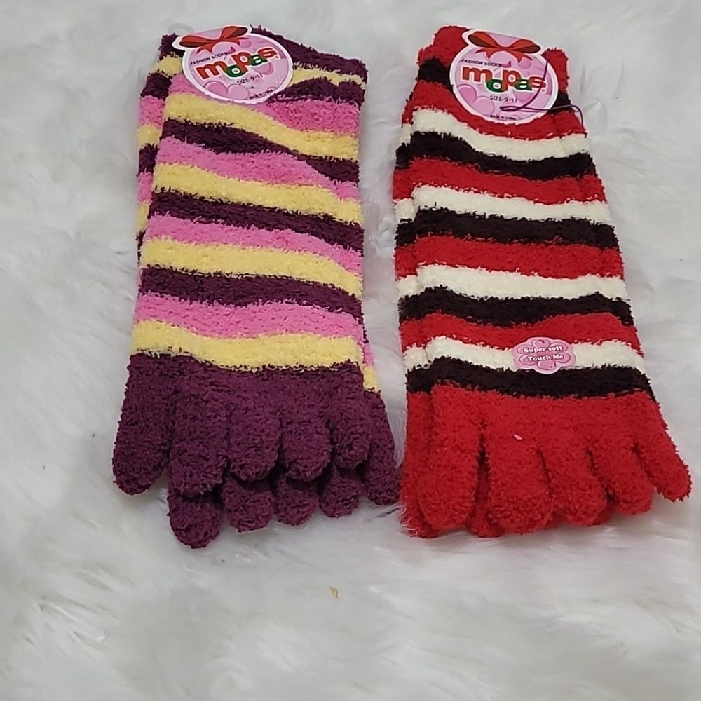 1731  MOPAS Fashion Socks Multicolor Striped 2 pairs NWT